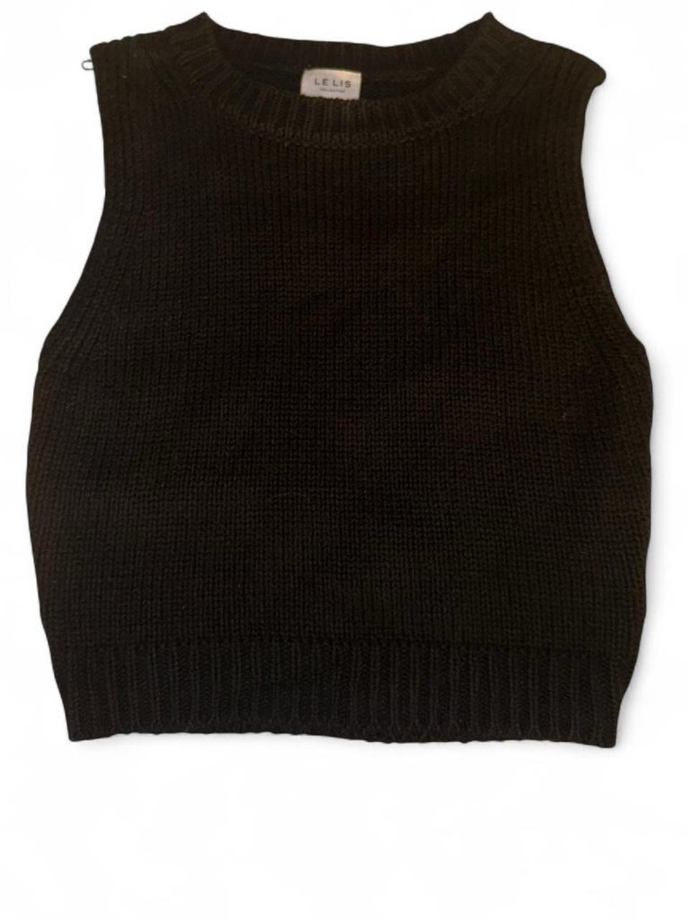 Le Lis Black Knit Sleeveless Crop Tank